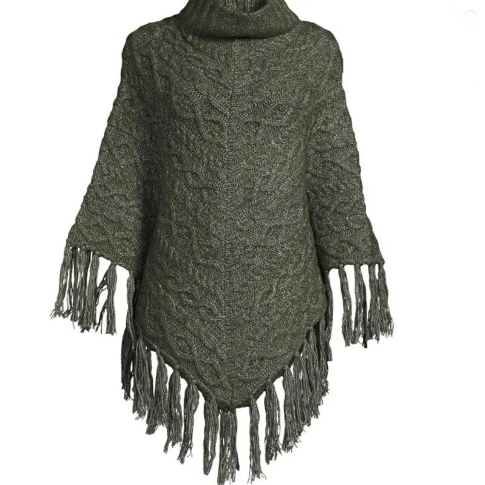 Adult Women's Cowl Neck Poncho